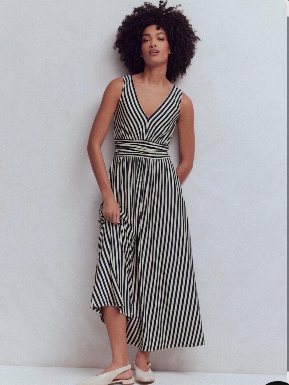 Boden Elodie Jersey Maxi Dress Navy and Ivory Stripe NWT Size 4L
